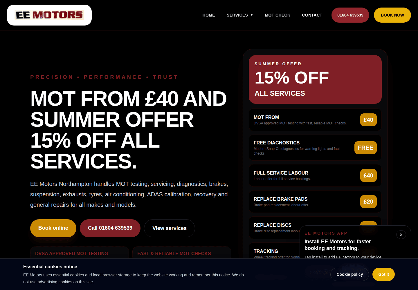 EE Motors MOT screenshot